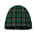 Green Black And White Tartan Print Beanie