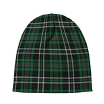 Green Black And White Tartan Print Beanie