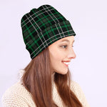 Green Black And White Tartan Print Beanie