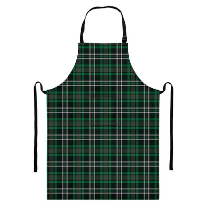 Green Black And White Tartan Print Bib Apron With Pocket