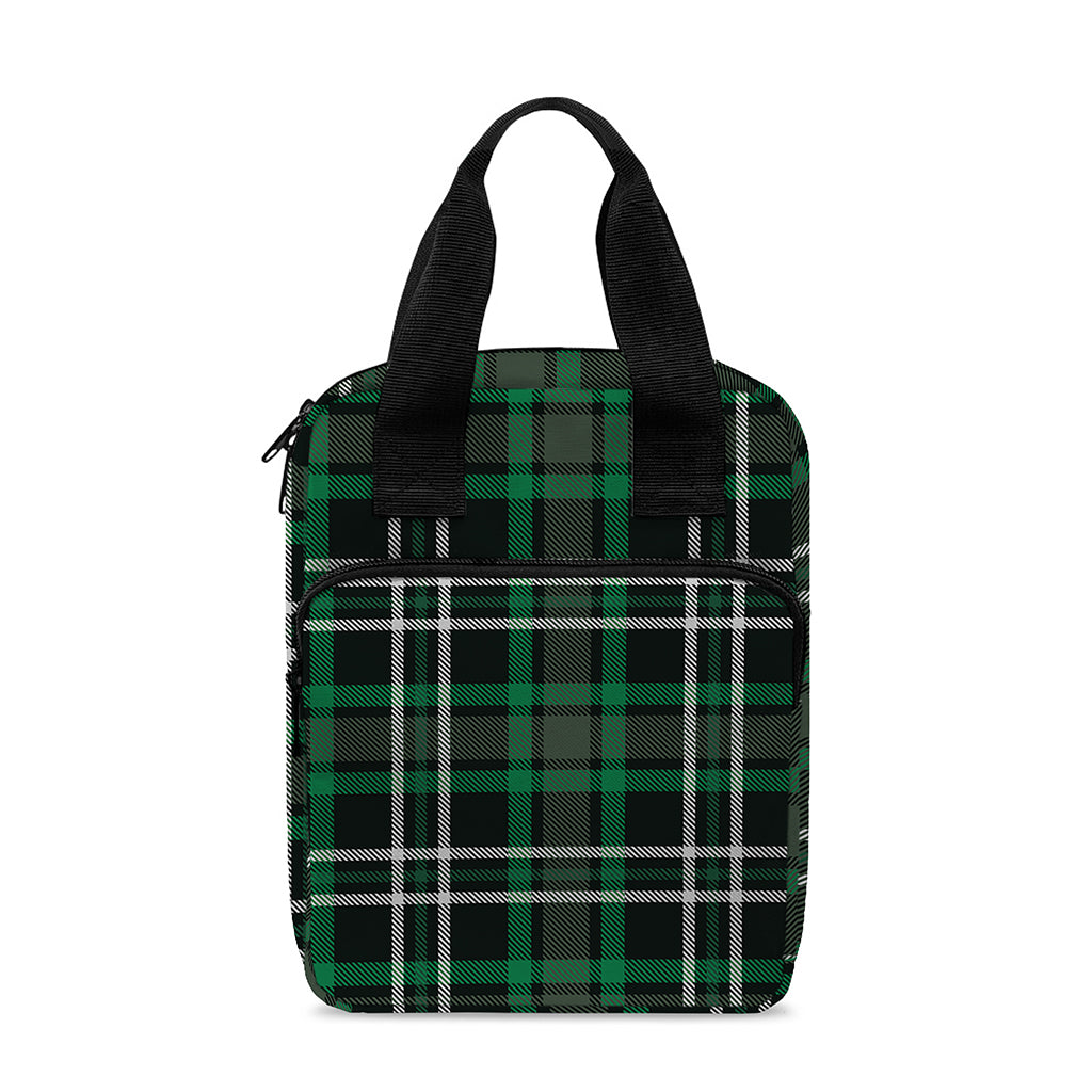 Green Black And White Tartan Print Bible Tote Bag