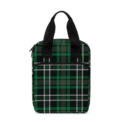 Green Black And White Tartan Print Bible Tote Bag