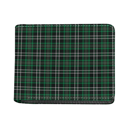 Green Black And White Tartan Print Bifold Wallet