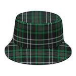 Green Black And White Tartan Print Bucket Hat