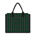 Green Black And White Tartan Print Canvas Tote Bag