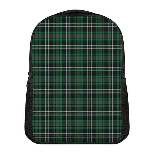 Green Black And White Tartan Print Casual Backpack