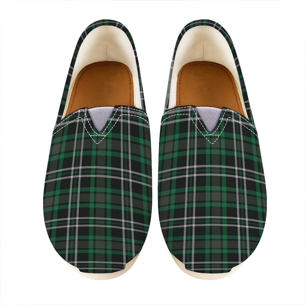Green Black And White Tartan Print Casual Shoes