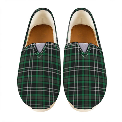 Green Black And White Tartan Print Casual Shoes