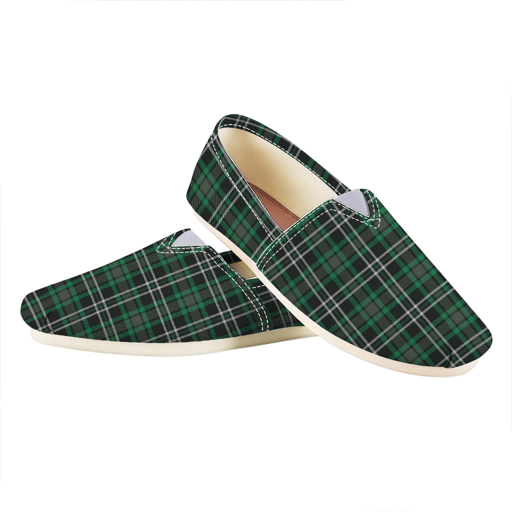 Green Black And White Tartan Print Casual Shoes