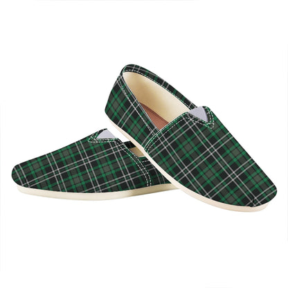Green Black And White Tartan Print Casual Shoes