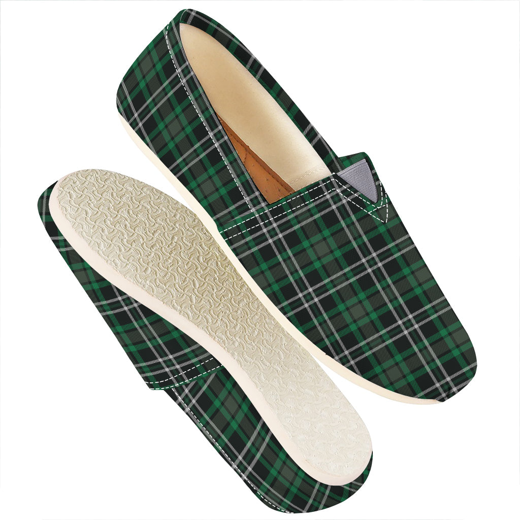 Green Black And White Tartan Print Casual Shoes