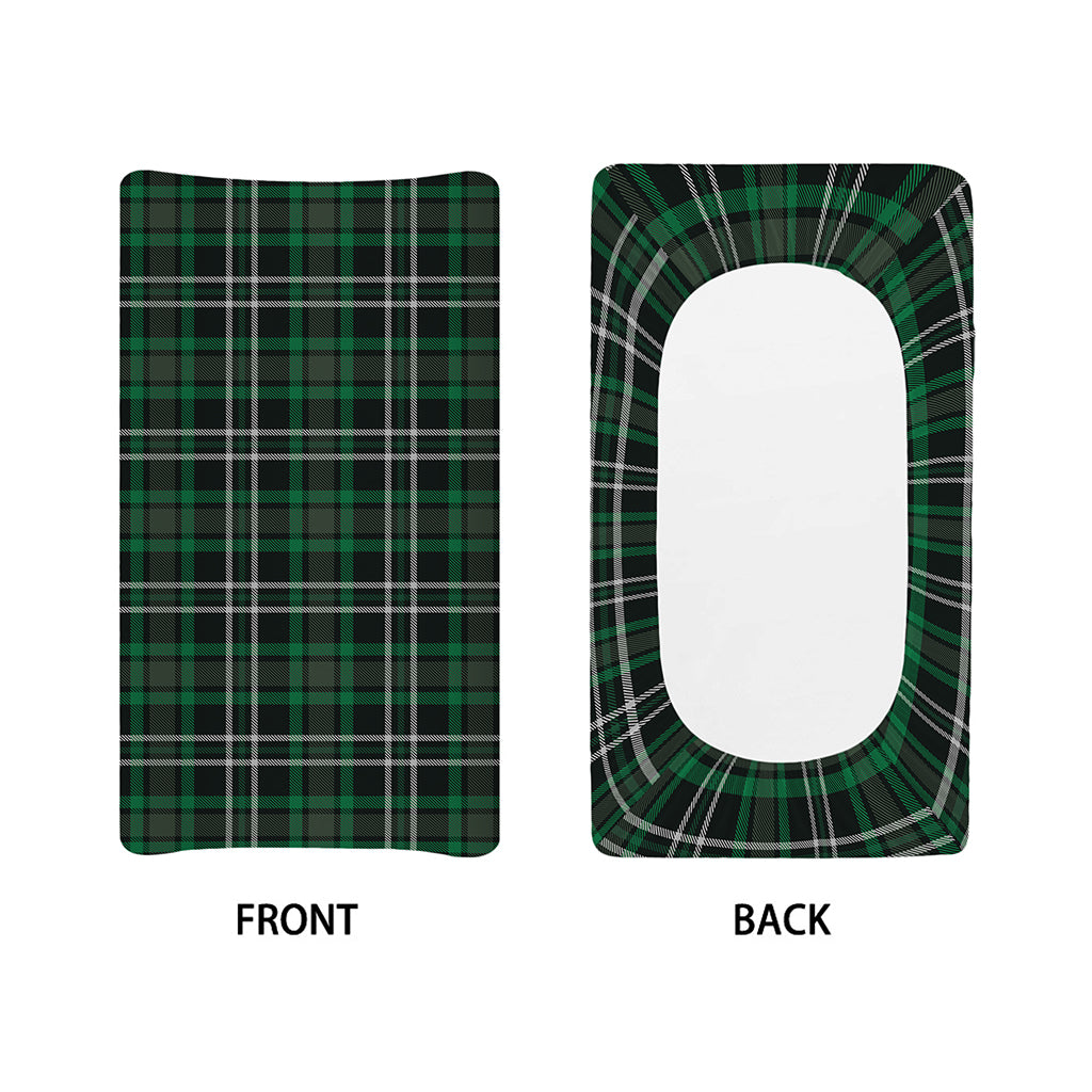 Green Black And White Tartan Print Changing Pad Cover
