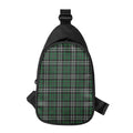 Green Black And White Tartan Print Sling Bag