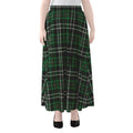 Green Black And White Tartan Print Chiffon Maxi Skirt