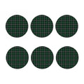 Green Black And White Tartan Print Coaster Set