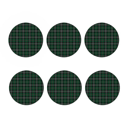 Green Black And White Tartan Print Coaster Set