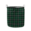 Green Black And White Tartan Print Collapsible Laundry Basket