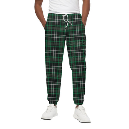 Green Black And White Tartan Print Cotton Pants
