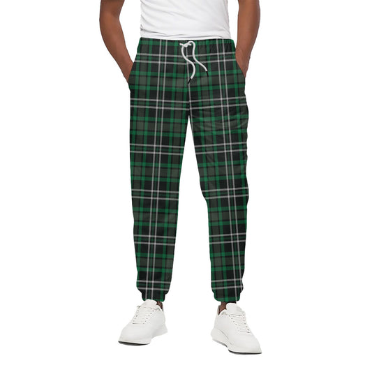 Green Black And White Tartan Print Cotton Pants