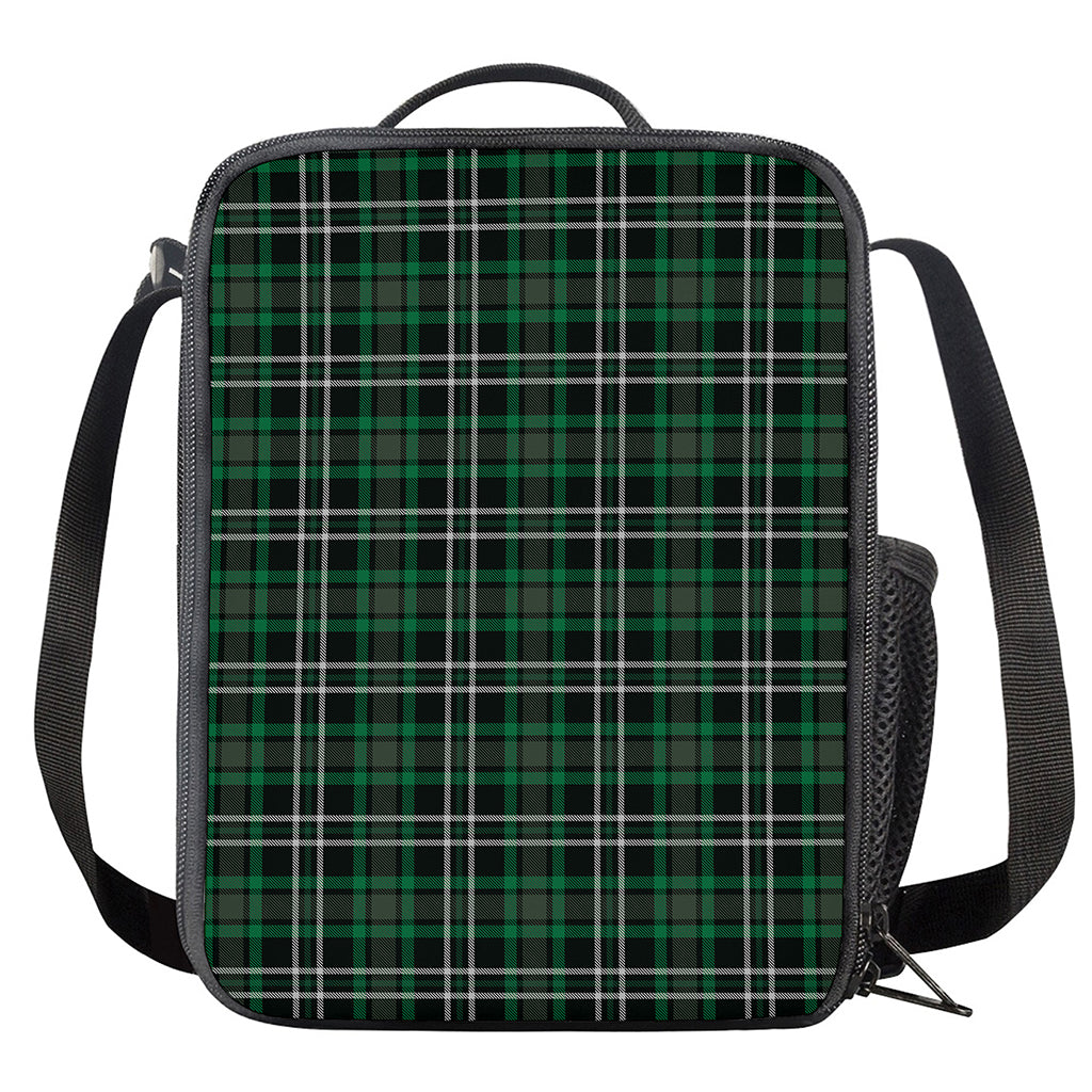 Green Black And White Tartan Print Crossbody Lunch Bag