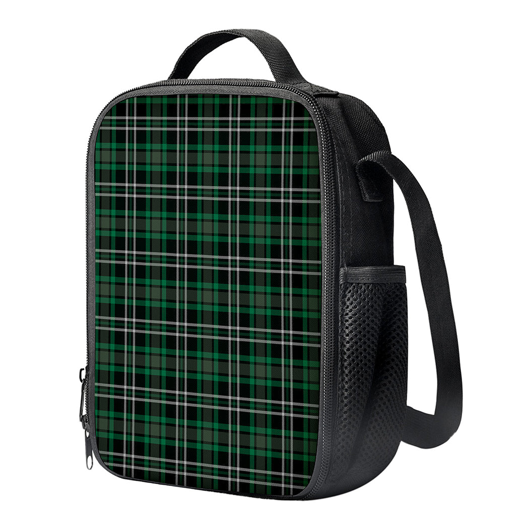 Green Black And White Tartan Print Crossbody Lunch Bag