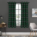 Green Black And White Tartan Print Grommet Curtain Panels