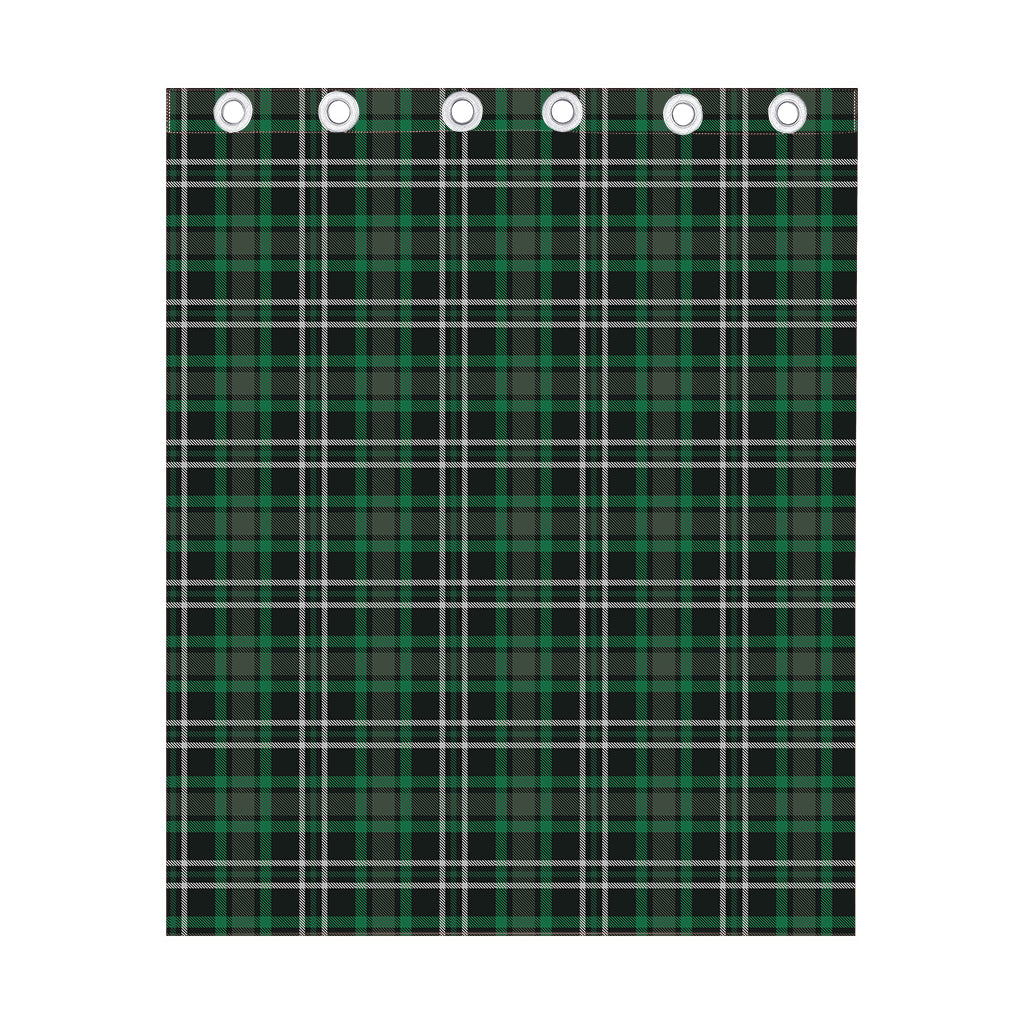 Green Black And White Tartan Print Curtain