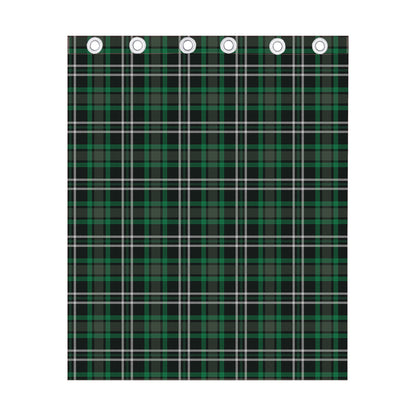Green Black And White Tartan Print Curtain