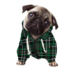 Green Black And White Tartan Print Dog Zip Up Hoodie