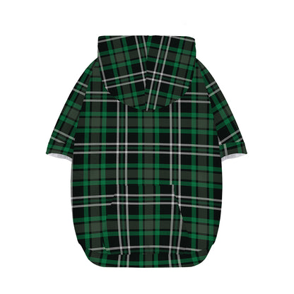 Green Black And White Tartan Print Dog Zip Up Hoodie
