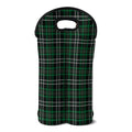 Green Black And White Tartan Print Double Neoprene Wine Tote