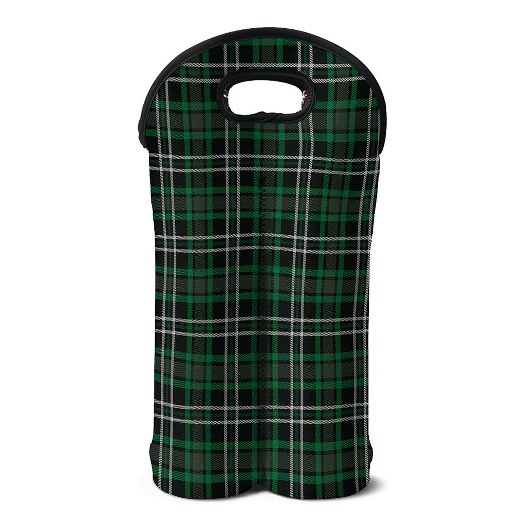 Green Black And White Tartan Print Double Neoprene Wine Tote