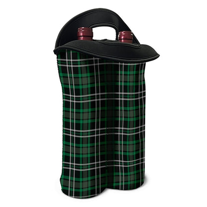 Green Black And White Tartan Print Double Neoprene Wine Tote