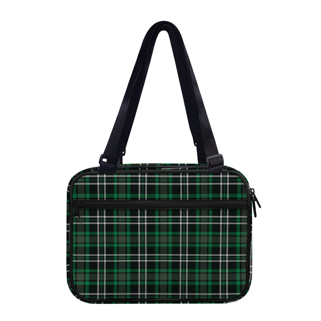 Green Black And White Tartan Print Double Strap Bible Bag