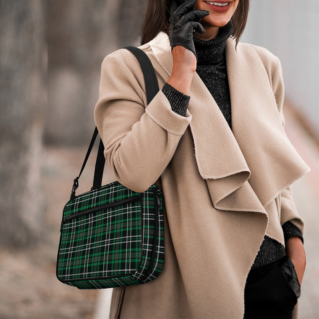 Green Black And White Tartan Print Double Strap Bible Bag