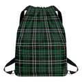 Green Black And White Tartan Print Drawstring Backpack