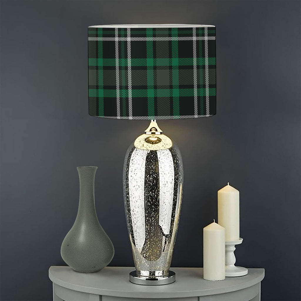 Green Black And White Tartan Print Drum Lamp Shade