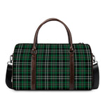 Green Black And White Tartan Print Duffle Bag