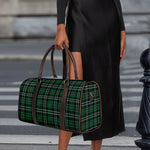 Green Black And White Tartan Print Duffle Bag