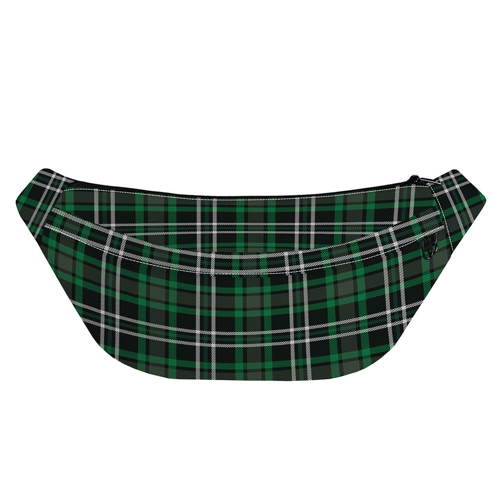 Green Black And White Tartan Print Fanny Pack