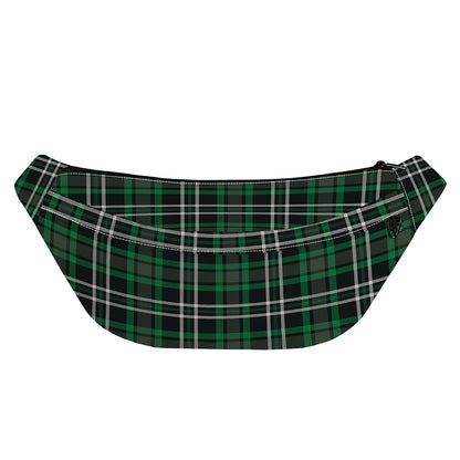 Green Black And White Tartan Print Fanny Pack