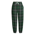 Green Black And White Tartan Print Fleece Lined Knit Pants