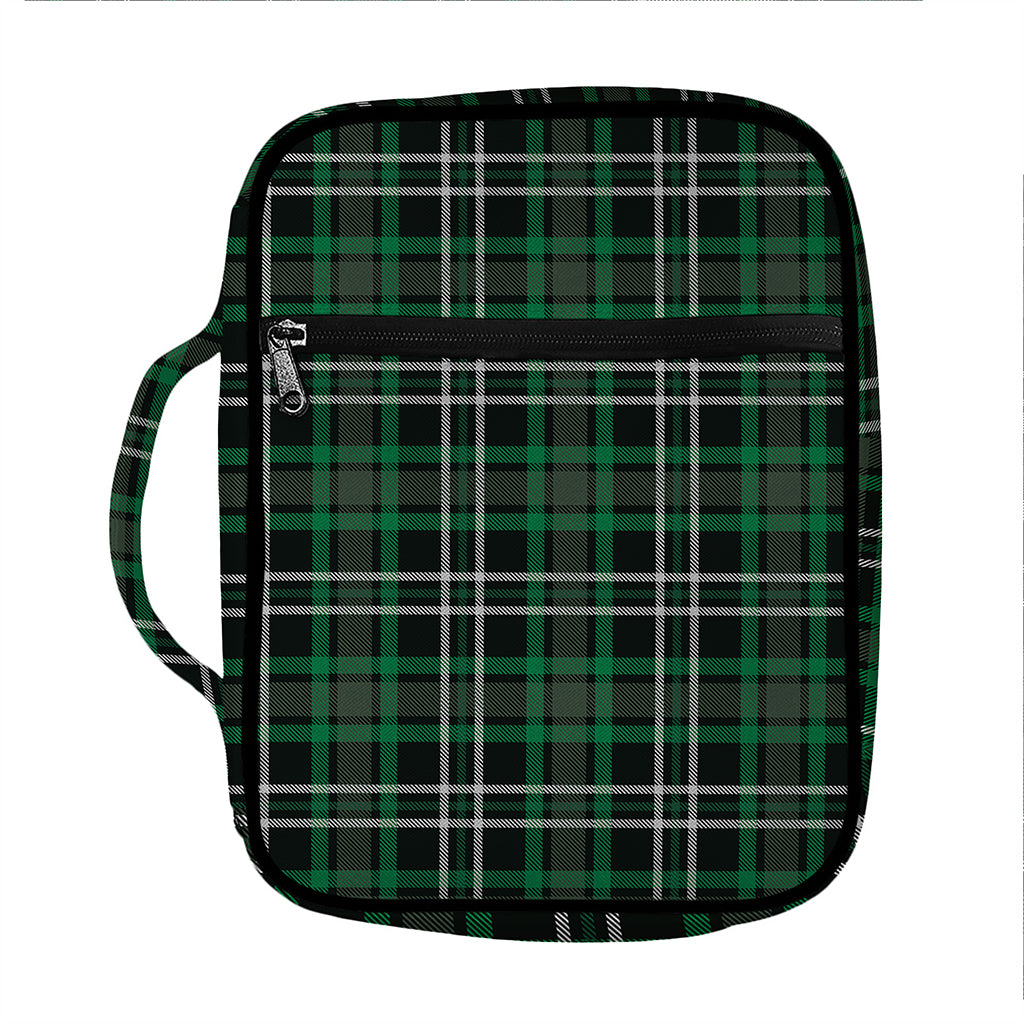 Green Black And White Tartan Print Front Pocket Bible Bag