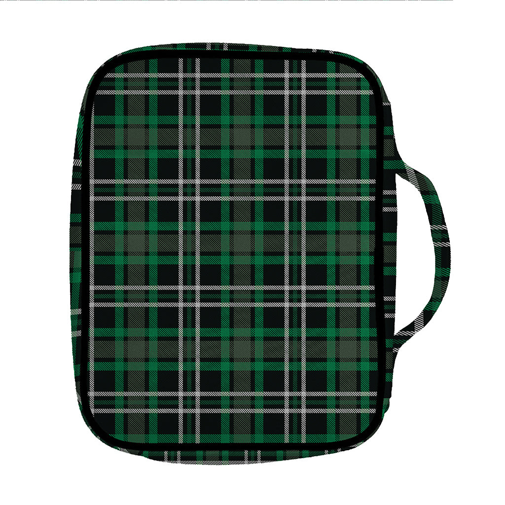 Green Black And White Tartan Print Front Pocket Bible Bag