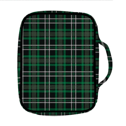 Green Black And White Tartan Print Front Pocket Bible Bag