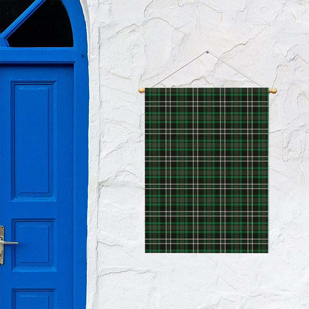 Green Black And White Tartan Print Garden Flag