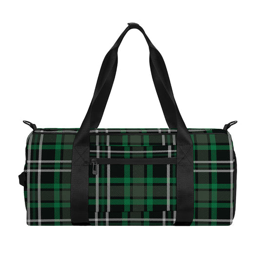 Green Black And White Tartan Print Gym Bag