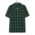 Green Black And White Tartan Print Hawaiian Shirt