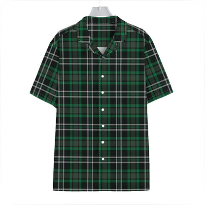 Green Black And White Tartan Print Hawaiian Shirt