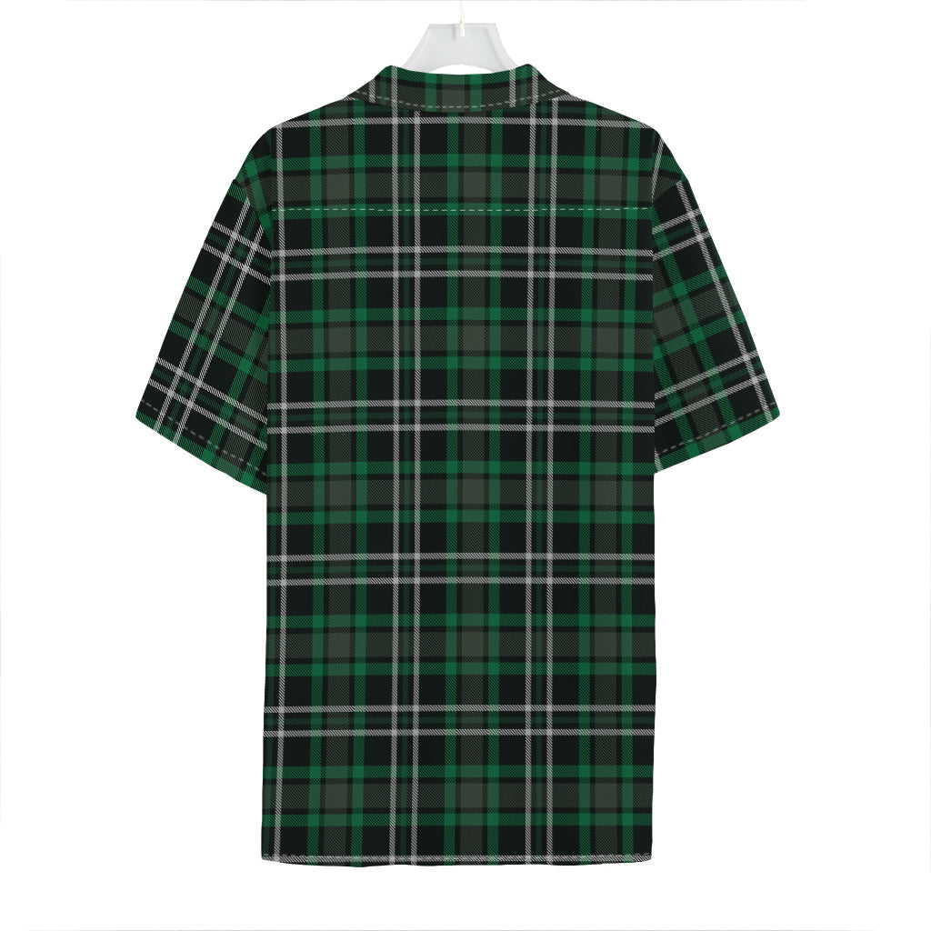 Green Black And White Tartan Print Hawaiian Shirt